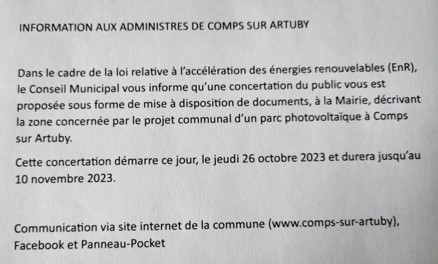 Informations aux Administrés de Comps-sur-Artuby
